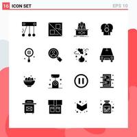 Modern Set of 16 Solid Glyphs Pictograph of world business legend setting control Editable Vector Design Elements