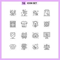 Mobile Interface Outline Set of 16 Pictograms of computer e flower commerce buy Editable Vector Design Elements