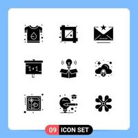 9 Universal Solid Glyph Signs Symbols of study learning designing tool education mark Editable Vector Design Elements