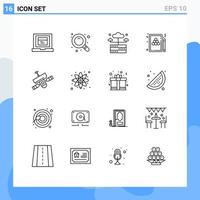 16 Thematic Vector Outlines and Editable Symbols of radar satellite network game pool Editable Vector Design Elements