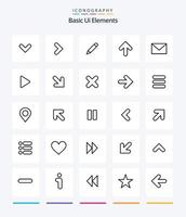 Creative Basic Ui Elements 25 OutLine icon pack  Such As massege. upload. pencil. up. arrow vector