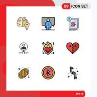 Group of 9 Filledline Flat Colors Signs and Symbols for hiring find person alert infrastructure Editable Vector Design Elements