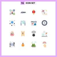 16 Flat Color concept for Websites Mobile and Apps umbrella protection nature beach chinese Editable Pack of Creative Vector Design Elements