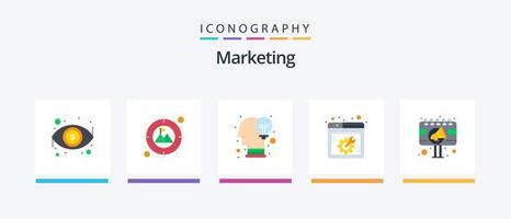 Marketing Flat 5 Icon Pack Including advertising. ad. creative. webpage. web options. Creative Icons Design vector