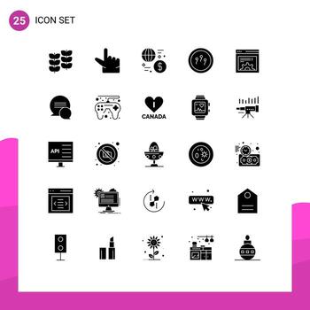 Paquete de 25 glifos sólidos de interfaz de usuario de signos y símbolos modernos de diseño web biología de laboratorio global elementos de diseño vectorial editables vector