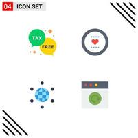 Group of 4 Flat Icons Signs and Symbols for duty romance money heart globe Editable Vector Design Elements