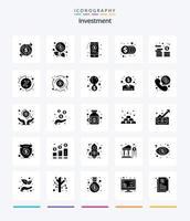 paquete de iconos negros sólidos de 25 glifos de inversión creativa, como dinero. activo. bancario. dinero. Finanzas vector