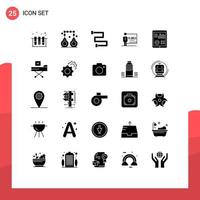 Pictogram Set of 25 Simple Solid Glyphs of heart monitoring bathroom room class Editable Vector Design Elements