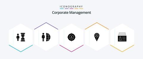 Corporate Management 25 Glyph icon pack including location. distance. person. recruitment. marketing vector