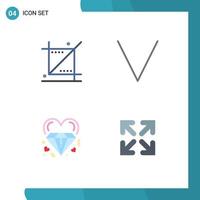 Universal Icon Symbols Group of 4 Modern Flat Icons of crop heart tool bottom marriage Editable Vector Design Elements
