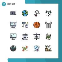 Modern Set of 16 Flat Color Filled Lines and symbols such as smart monitor jewelry computer plumbing Editable Creative Vector Design Elements