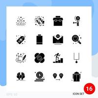 16 Universal Solid Glyphs Set for Web and Mobile Applications tag label box grinding construction Editable Vector Design Elements