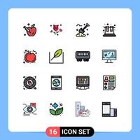 Universal Icon Symbols Group of 16 Modern Flat Color Filled Lines of fruit education spade test school Editable Creative Vector Design Elements