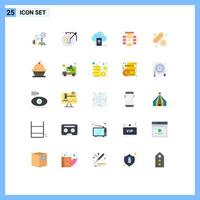 Pack of 25 Modern Flat Colors Signs and Symbols for Web Print Media such as database chart wifi flow connected Editable Vector Design Elements