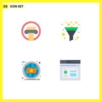 Set of 4 Modern UI Icons Symbols Signs for column branding decoration funnel online Editable Vector Design Elements