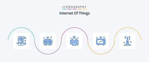 Internet Of Things Blue 5 Icon Pack Including microwave. internet. iot. wifi. internet of things vector