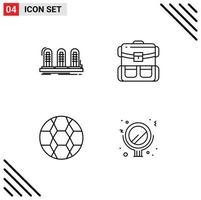 conjunto de 4 colores planos de línea de llenado vectorial en cuadrícula para amplificador senderismo mochila de sonido elementos de diseño vectorial editables de fútbol vector