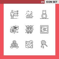 9 Creative Icons Modern Signs and Symbols of garland new year exercise conversation bubble Editable Vector Design Elements