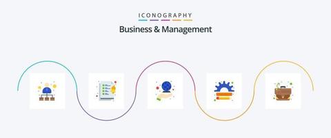 Business And Management Flat 5 Icon Pack Including strategy. marketing. global. management. creative vector