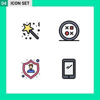 conjunto de 4 iconos de interfaz de usuario modernos símbolos signos para protección de diseño sorpresa de forma mágica elementos de diseño vectorial editables vector