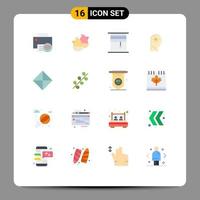 Universal Icon Symbols Group of 16 Modern Flat Colors of setting control nature brain rollers Editable Pack of Creative Vector Design Elements