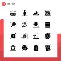 16 iconos creativos signos y símbolos modernos del conocimiento del desarrollo del aprendizaje escolar publicidad digital elementos de diseño vectorial editables vector
