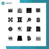 16 Creative Icons Modern Signs and Symbols of fly privacy grid layout policy cookies Editable Vector Design Elements