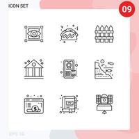 Group of 9 Modern Outlines Set for fish under farming tracking business Editable Vector Design Elements