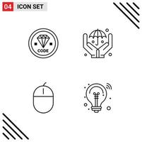 4 Universal Line Signs Symbols of code devices development insurance hardware Editable Vector Design Elements