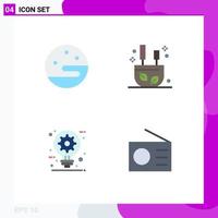 Mobile Interface Flat Icon Set of 4 Pictograms of moon creative burning sticks idea Editable Vector Design Elements