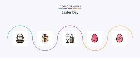 Easter Line Filled Flat 5 Icon Pack Including easter. egg. bottle. egg. decoration vector