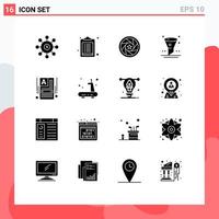 Set of 16 Modern UI Icons Symbols Signs for make a website interface aperture filter photo Editable Vector Design Elements