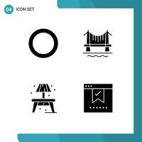 Stock Vector Icon Pack of 4 Line Signs and Symbols for gasket lump bridge cityscape check Editable Vector Design Elements