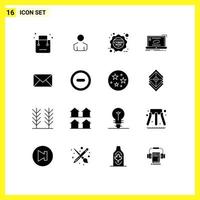 Solid Glyph Pack of 16 Universal Symbols of email sync cyber monday link communication Editable Vector Design Elements