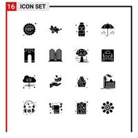 16 iconos creativos signos y símbolos modernos de lluvia primaveral jardinería paraguas alimentos elementos de diseño vectorial editables vector