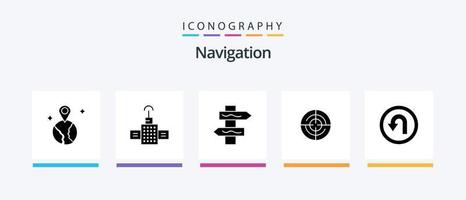 Navigation Glyph 5 Icon Pack Including . navigation. road. back. navigation. Creative Icons Design vector