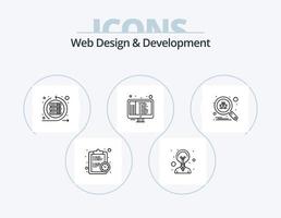 diseño web y línea de desarrollo icon pack 5 diseño de iconos. navegador. móvil. código. desarrollo. aplicación vector