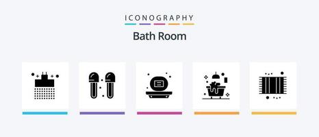 Bath Room Glyph 5 Icon Pack Including bath. bathtub. slippers. bathroom. soap. Creative Icons Design vector