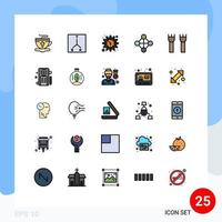 Filled line Flat Color Pack of 25 Universal Symbols of fortress castle building setting castle network Editable Vector Design Elements