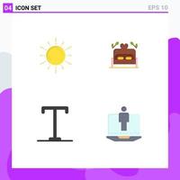 Pack of 4 Modern Flat Icons Signs and Symbols for Web Print Media such as sun bold astronomy love text Editable Vector Design Elements