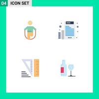 Mobile Interface Flat Icon Set of 4 Pictograms of activity education rope email tools Editable Vector Design Elements