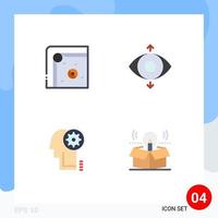 Group of 4 Modern Flat Icons Set for air hockey gear play view box Editable Vector Design Elements