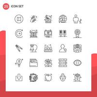 Mobile Interface Line Set of 25 Pictograms of backup human picture direction avatar Editable Vector Design Elements