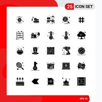 Set of 25 Commercial Solid Glyphs pack for hash tag shortlisted cabinet recruitment candidate Editable Vector Design Elements
