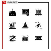 9 Creative Icons Modern Signs and Symbols of road cone knowledge alert transportation Editable Vector Design Elements