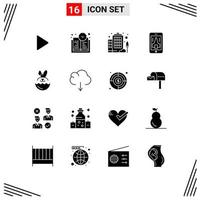 Universal Icon Symbols Group of 16 Modern Solid Glyphs of cloud robbit enterprise egg mobile Editable Vector Design Elements