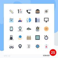 Editable Vector Line Pack of 25 Simple Flat Colors of lock banking html bank contacts Editable Vector Design Elements