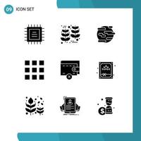 Pictogram Set of 9 Simple Solid Glyphs of gift money help delete grid Editable Vector Design Elements