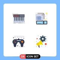 conjunto moderno de 4 iconos planos pictograma de elementos de diseño de vector editables de juego de computadora de sintetizador de archivo de sintetizador