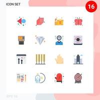 16 User Interface Flat Color Pack of modern Signs and Symbols of cashpoint bankomat love atm insects Editable Pack of Creative Vector Design Elements